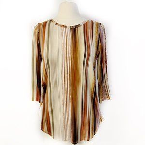 Karen Kane Beige Brown Olive Stripe Top - S